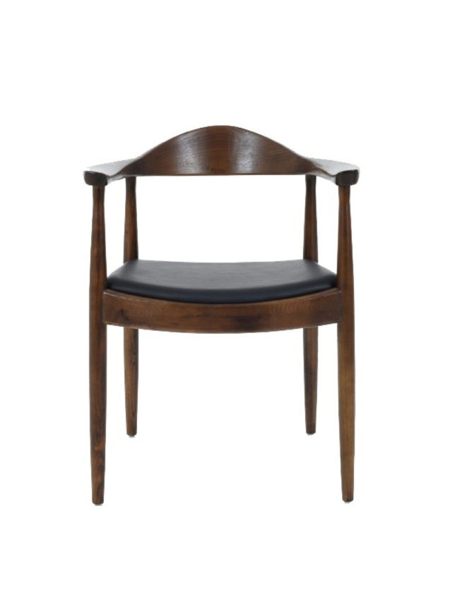 Smeđa drvena stolica Granada s crnom eko kožom