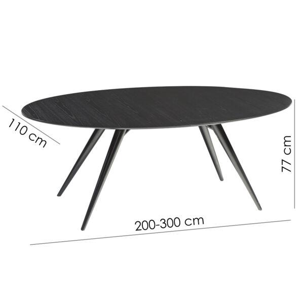Blagovaonski stol Eclipse Black Oval 200 2